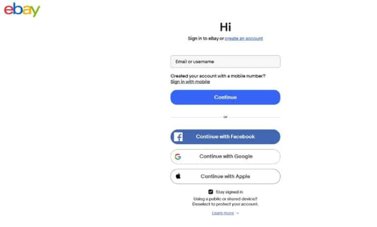 ورود به eBay